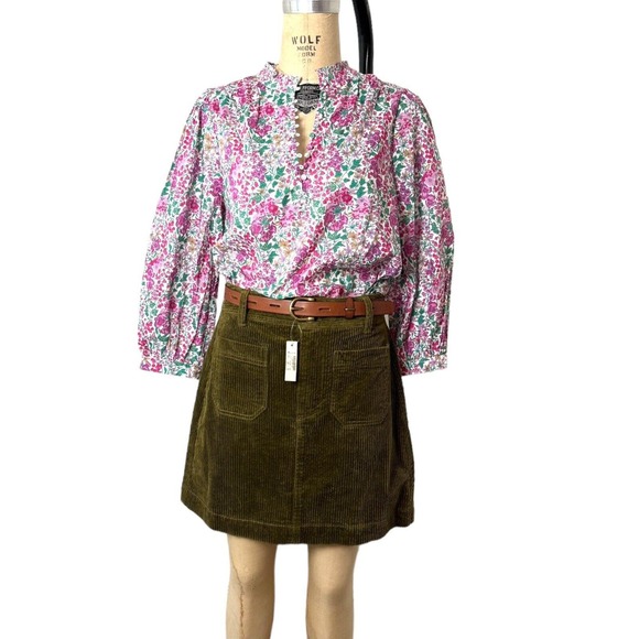 MADEWELL Skirt High Rise Dark Green Corduroy‎ Knee Mini Waist 28 NWT - Picture 3 of 7